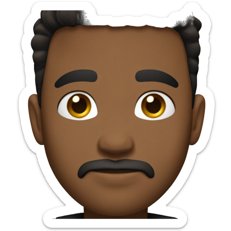 casual portrait of a brown male in black shirt with gold chain and short black hair with a fade, light stubble goatee, and dark brown eyes sticker