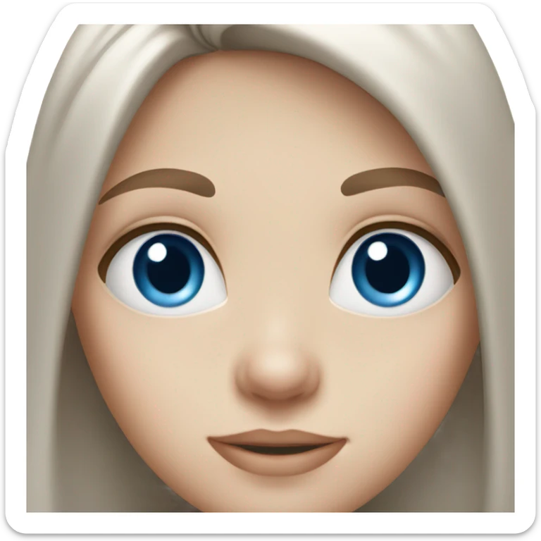 Girl with long brown hair, blue eyes and pale skin sticker