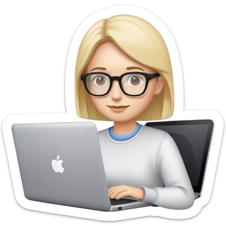 An emoji of a person with a laptop wearing glasses sticker