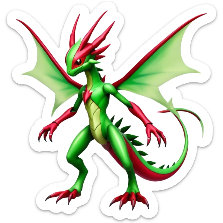  Cool Edgy Shiny Futuristic Ethereal Legendary Scizor-Digimon-Schyther-Flygon-hybrid full body sticker