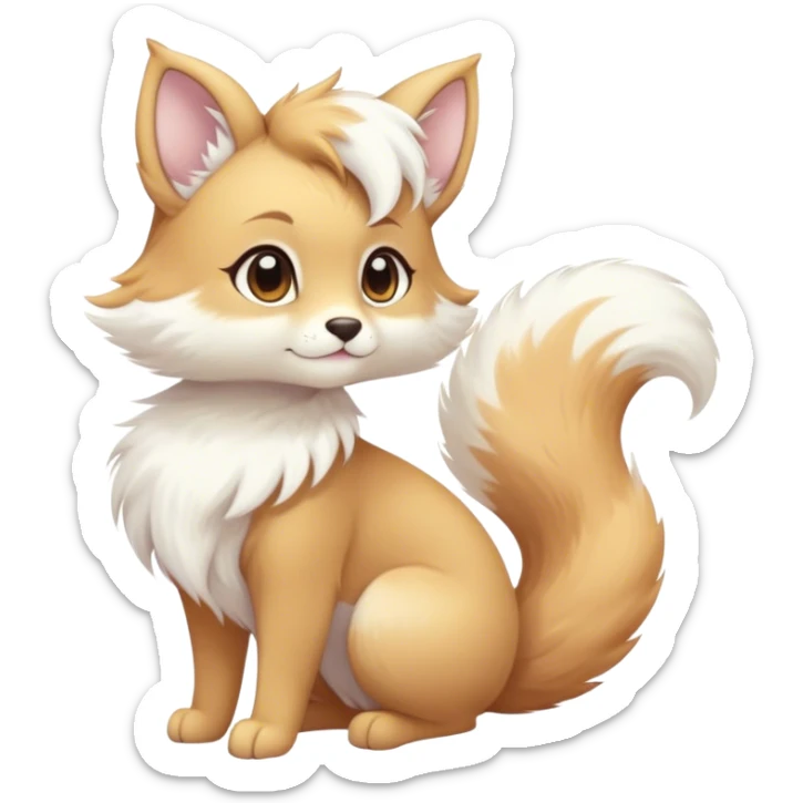 Kawaii bright fantasy ethereal anthro fursona animal with a tufted tail and round ears sticker