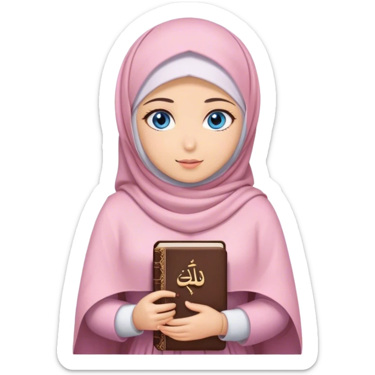 Turkish beautiful finish Konya girl blue eyes with hijab and Sakura dress have Quran  sticker