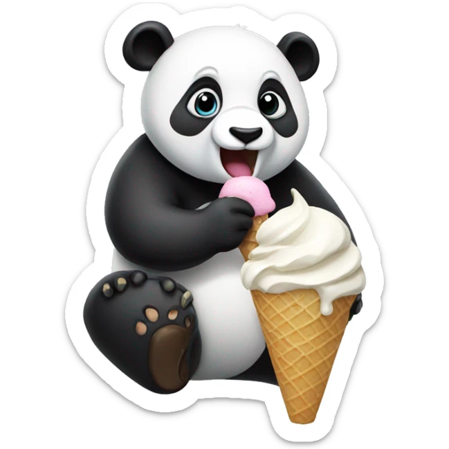 Panda eating ice cream sticker