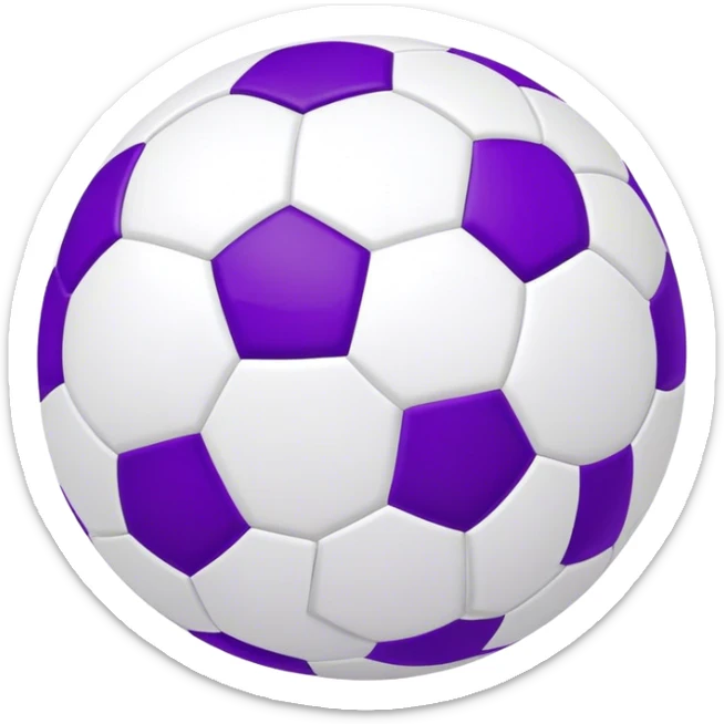 a white soccer ball with streaks of purple and a check mark or swoosh in the middle, similar to the Nike logo. don't add and hexagons sticker
