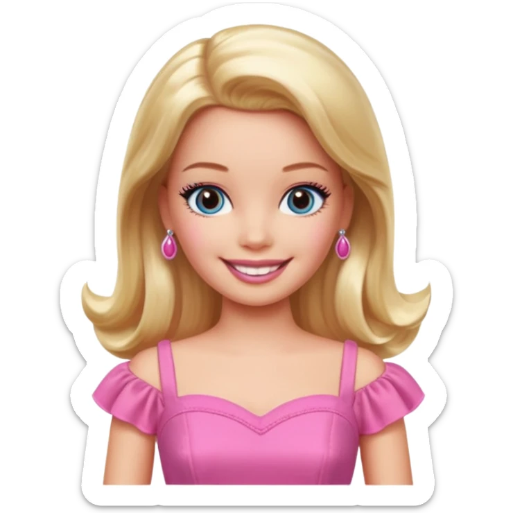 barbie wear pink dress sticker