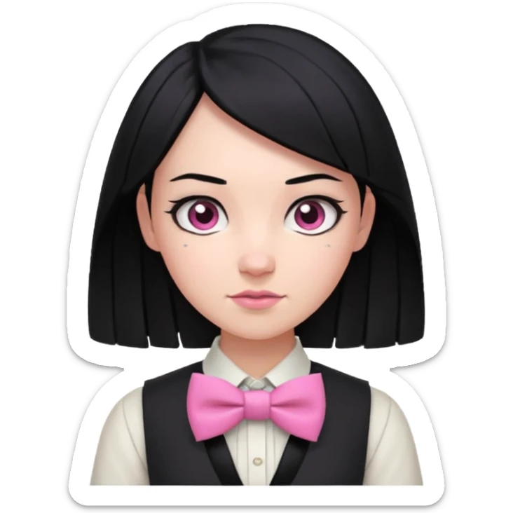 In A Clash Of Clans Aesthetic black hair woman with pink bowtie sticker