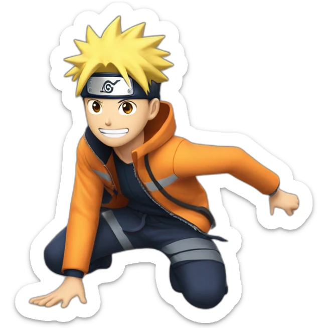 a photo of a naruto correndo de um homem aranha soltando teia sticker