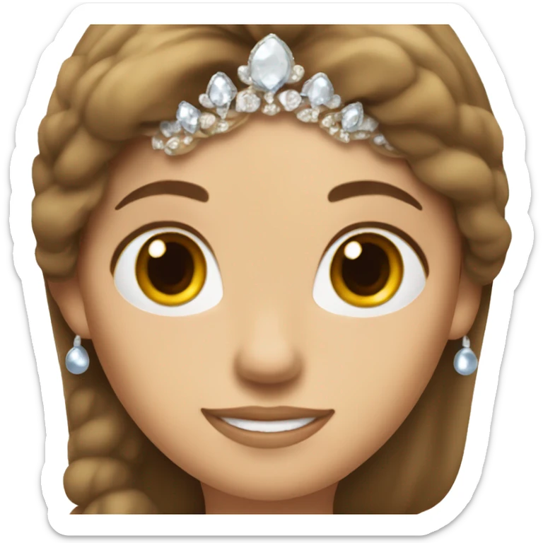 A women white skin brown hair princess on her head a tiara sticker