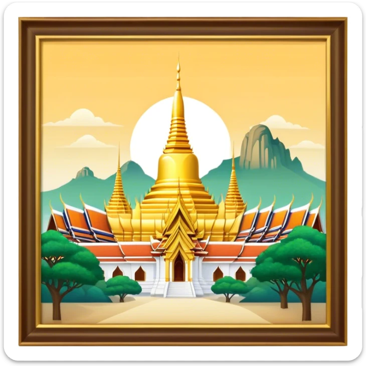 Grand Palace Bangkok Landmark Emoji – Featuring golden spires, Thai architecture, and the Emerald Buddha Temple. sticker