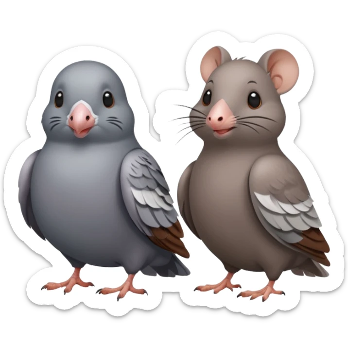 one pigeon (only a pigeon) and one rat (only a rat) who are friends sticker