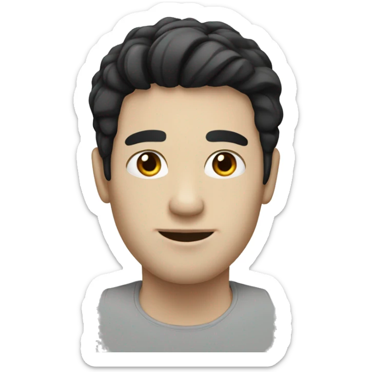 A man with black-hair and white skin sticker