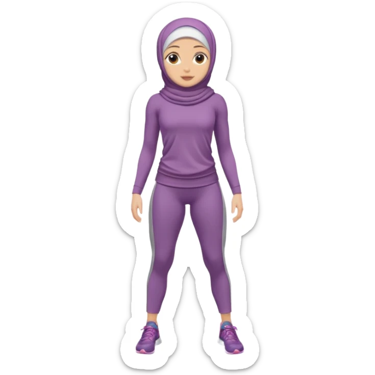 High resolution full body of a girl wearing a hijab and is a fitness trainer sticker