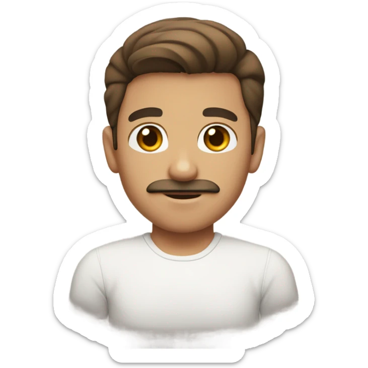Boy, brown hair, fade hair, white mustache, thick eyebrows  sticker