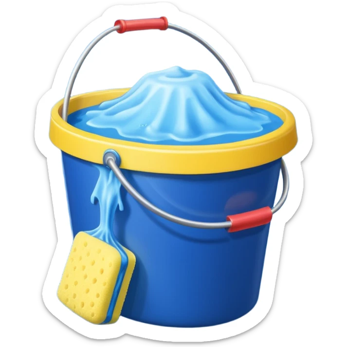 I want emoji with dark blue bucket that is filled with dtergent nd hace car wash sponge in yellow color sticker