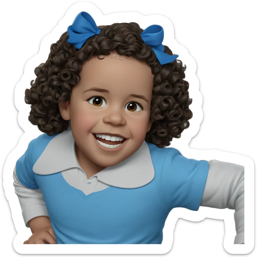 smiling solo with blue bow sticker