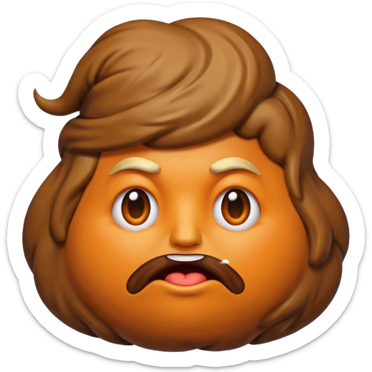 the poop emogi, a pile of poop in trumps image   none of those are what i want  i want the poop emogi with trumps face renbdered in poop, with an orange cast, and his wig on top nope sticker