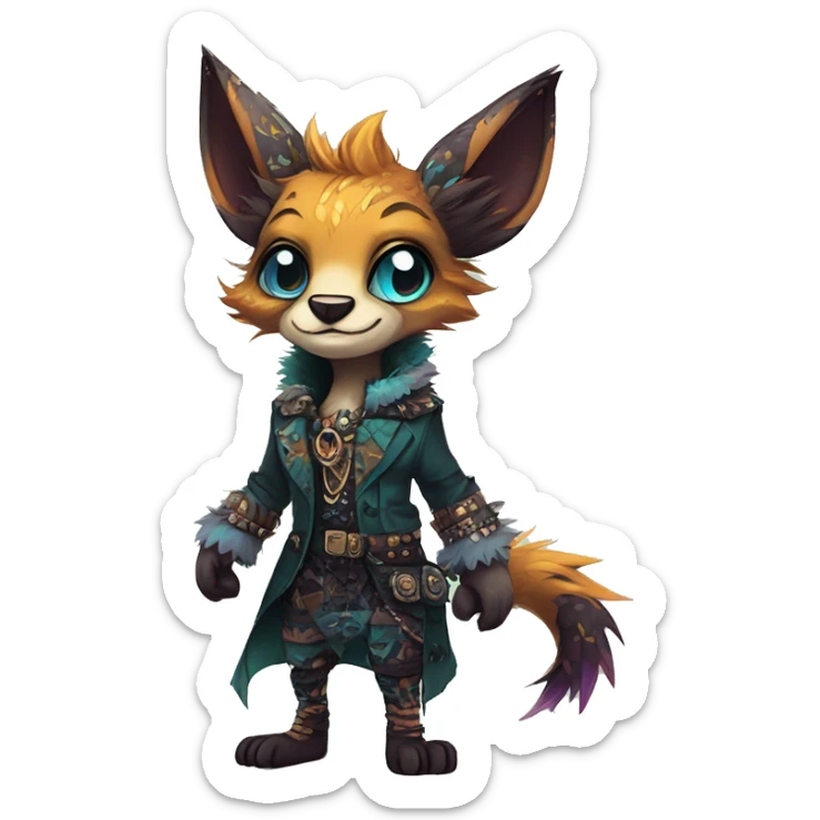 cute cool edgy fantasy animal fursona creature by griffsnuff & LiLaiRa & Falvie with badass colors with patterns and a spiked collar full body sticker