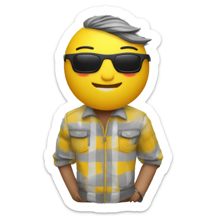 1 SOLO EMOJI AMARILLO 3D CON LENTES DE SOL CUADRADOS Y FACCION SERIA sticker