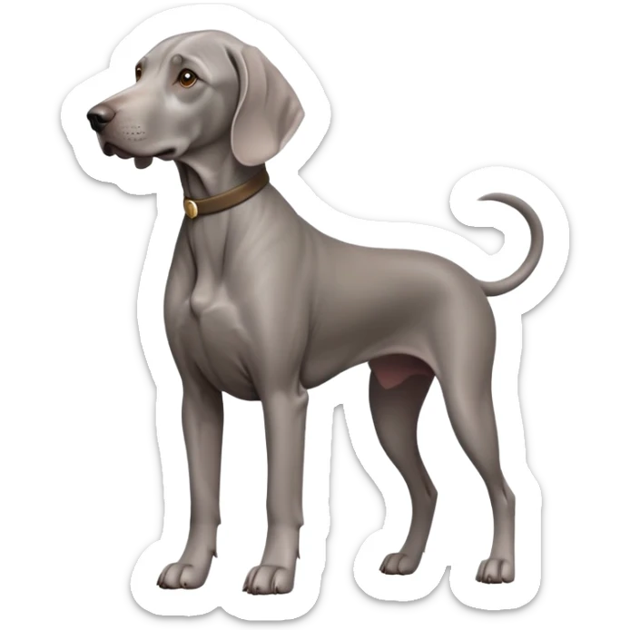 cinematic-noble-weimaraner-full body-emoji on all fours,-poised-and-regal,-with-a-strong,-athletic-build-and-a-lustrous,-well-groomed-grey fur,-deep-set-soulful-brown-eyes,-simplified-yet-sharp-and-sophisticated-features,-highly-detailed, sticker