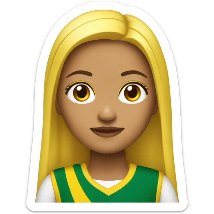 menina pele morena roupa do sao paulo  olho verde cadelo amarelo. sticker