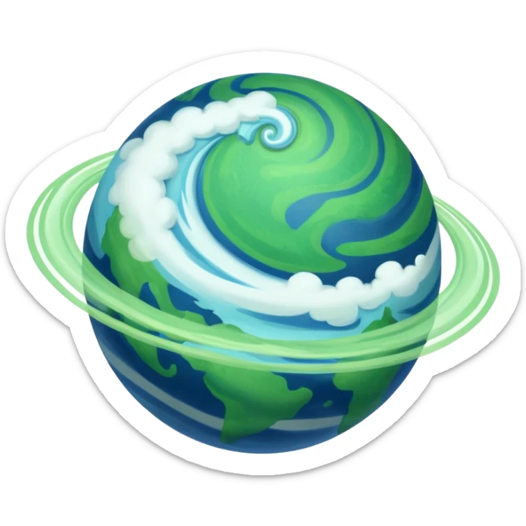 A planet as seen from space, similar to that of Arus from the cartoon Voltron. sticker