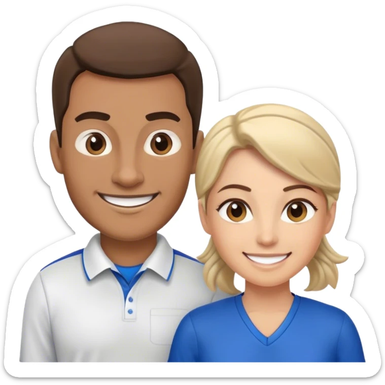 A male sports teacher and a female sports teacher greet you as if to say welcome and invite you in. sticker