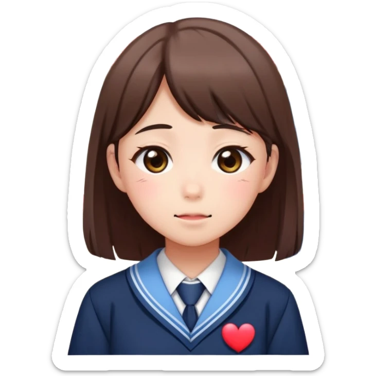 Japanese high school girl receiving love confession with blushing face behind school building sticker