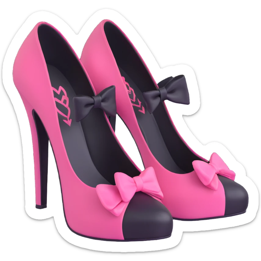BLACKPINK-inspired gothic shoes, no hearts, black and pink, cute and sticker