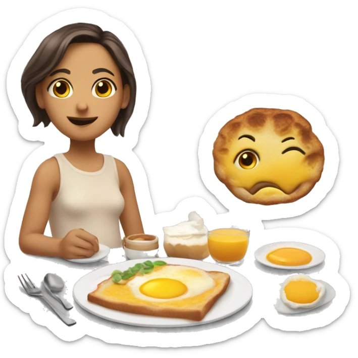 a breakfast mood emoji that represents the beauty of the morning and the bauty of staying together havng breakfast sticker