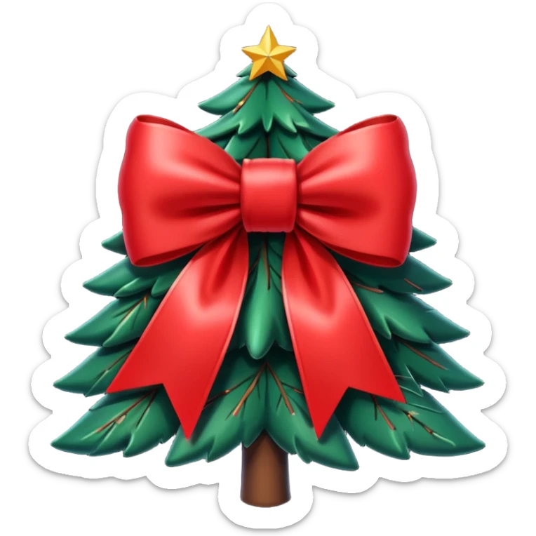 christmas frame with a big red bow in the top middle of the frame and a small christmass tree at the left bottom corner of the frame, giving christmas vibe sticker