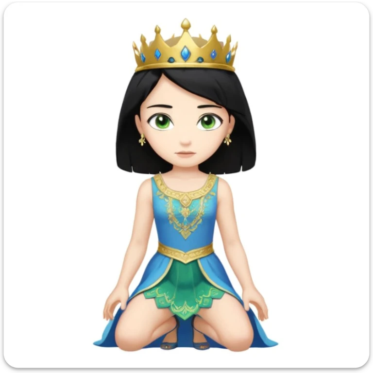 King, standing, black Hair, blue eyes, female Servoamt, blonde, green eyes, shott white sleveless Dress, kneeling, background palace sticker