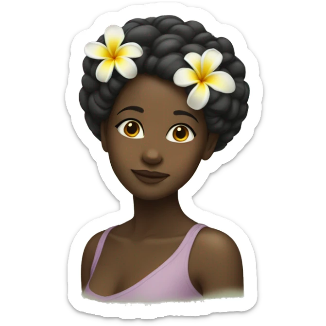 Black girl with a plumeria flower in her hair sticker