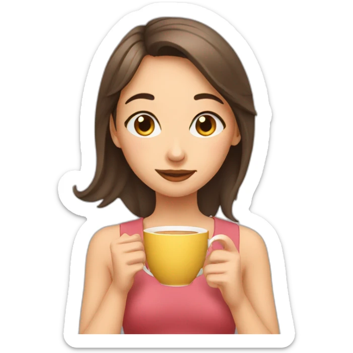 girl sipping tea sticker