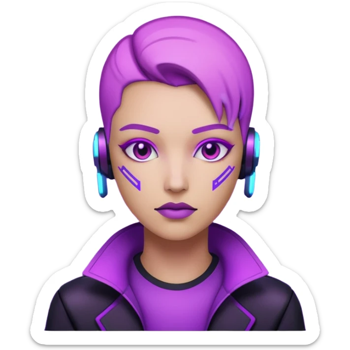 neutre gender neon cyberpunk light purple, I don't want you to use props, não utilizar óculos sticker
