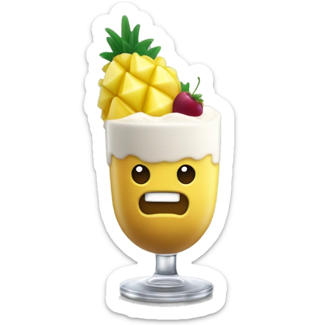 trago chileno que se sirve en vaso largo y ancho. tiene un poco de granadina en la base, vino blanco en el resto del vaso y sorbet de piña en la superficie del vaso. Tiene un sorbete (bombilla) de color blanco, en el vaso para poder tomarlo sticker