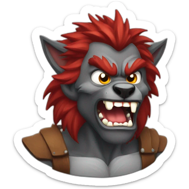 werewolf-with-big-mouth-and-red-hair-furious-fang sticker