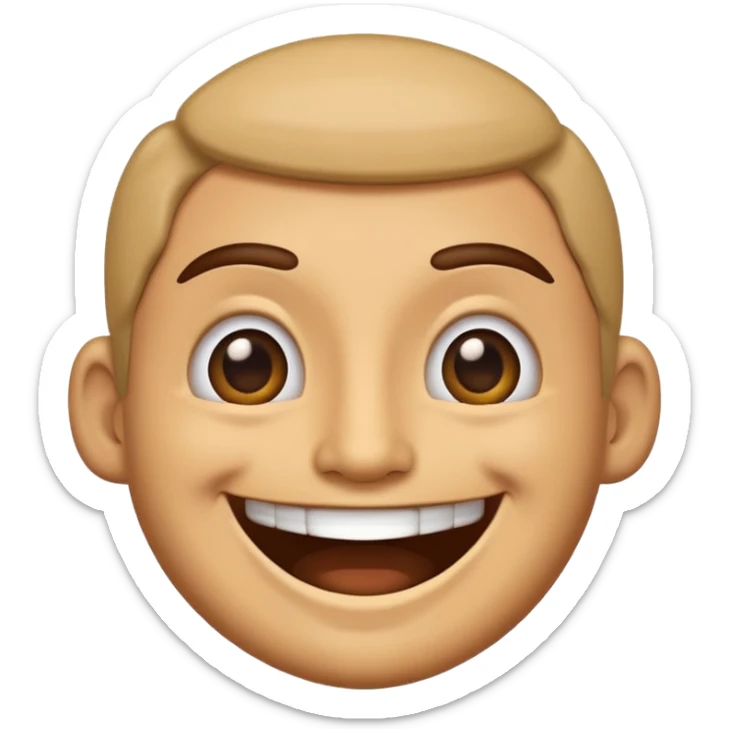 Twitch emoji showing a cheerful face with a big smile, representing happiness and positivity sticker