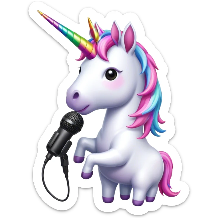 unicorn with microphone sticker