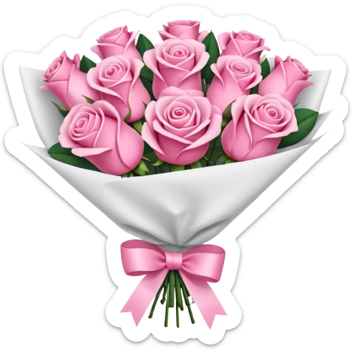 bouquet of pink roses beyaz paketli sticker
