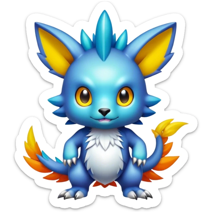 Cute cool colorful fantasy-Digimon-animal-hybrid full body sticker