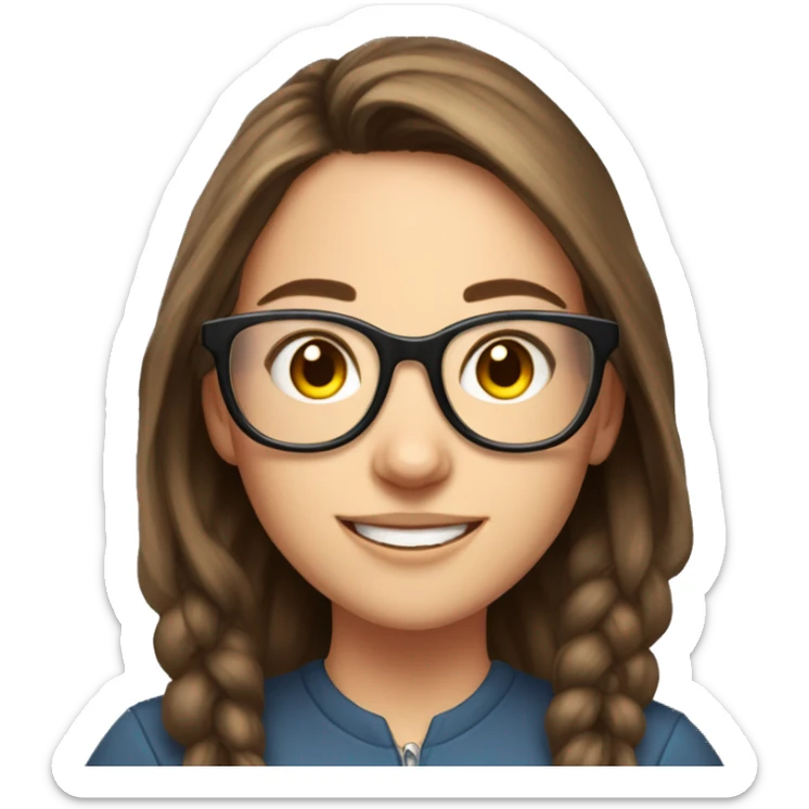 streamer girl that celebrate that she win. her aspect is: brunette hair, pro glasses  sticker