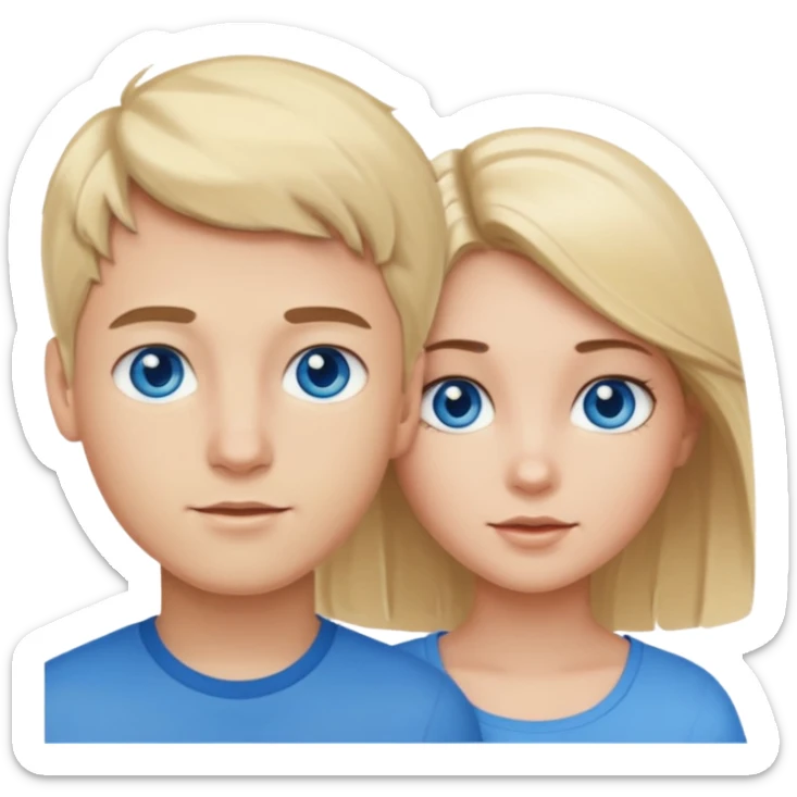 Couple blond boy bleu and the girl brunette hair and blue eyes  sticker