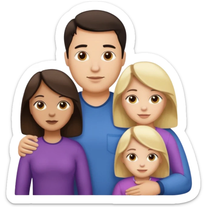 Familia de 4 personas : Hombre gordito pelo oscuro, Mujer pelo cafe, hija 1 pelo mono , hija 2 pelo oscuro. sticker