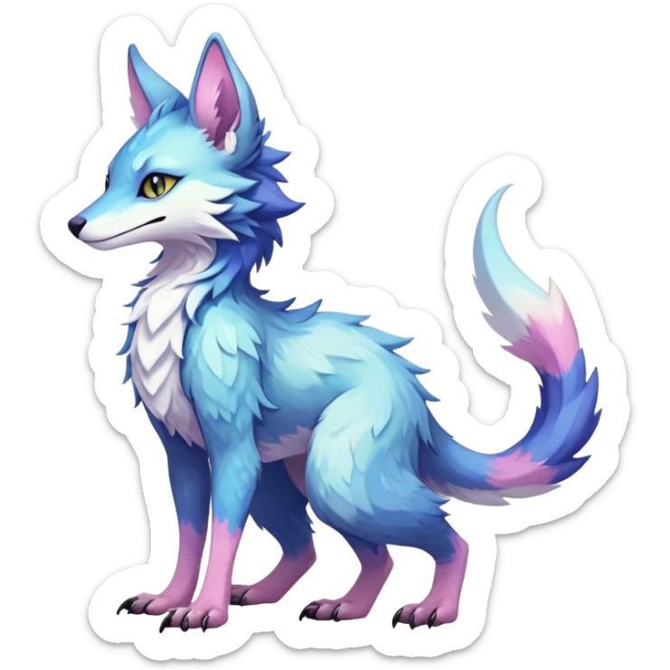 Epic Feral Rare Fantasy shiny pastel Vernid-Sergal-Trico-species by LiLaiRa, random markings, tufted tail, tufted ears, full body sticker