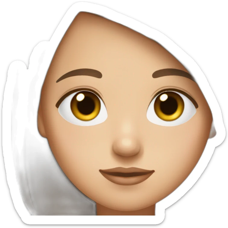 girl with straight brown hair, light skin and blue eyes sticker