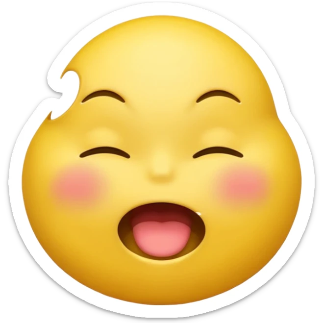 Yellow Emoji with closed eyes and biting lip, air humping full body sticker