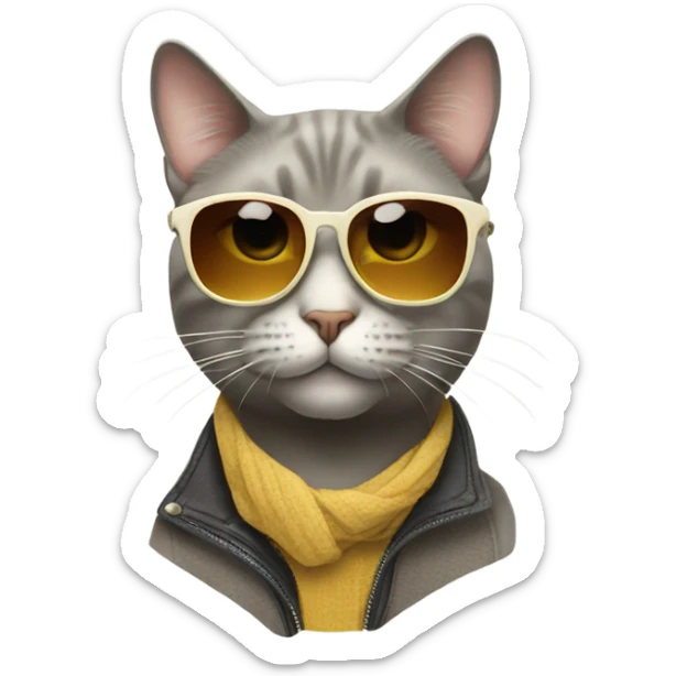 Cat with sunglasses sticker