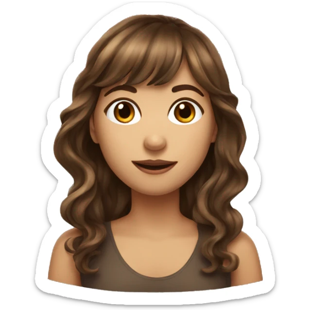 Long wavy brown hair girl with a bang sticker
