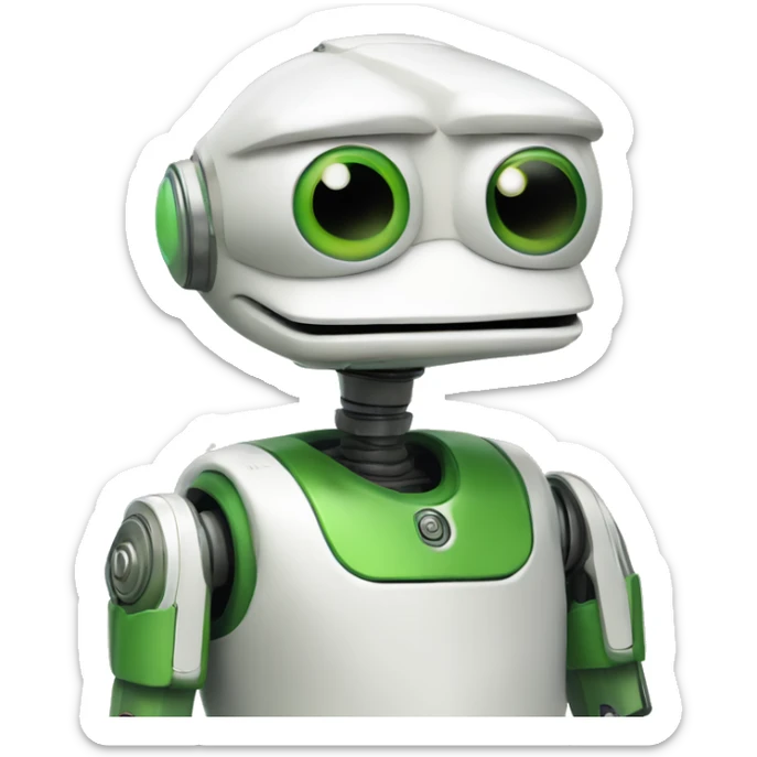 pepe the frog as a robot similar to astro robot but only the head (no body, no arms) sticker