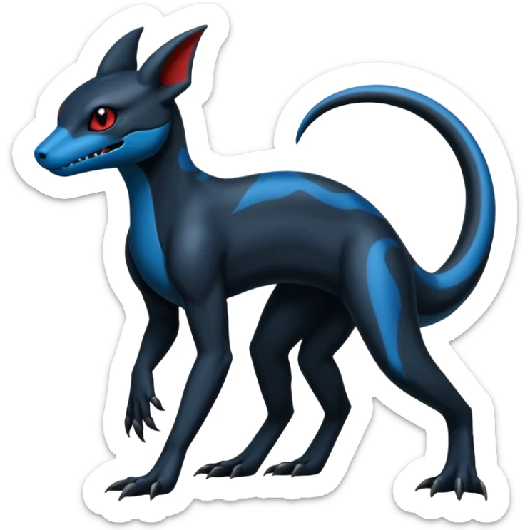 Dark Edgy Salandit-Amaura-Umbreon-Fakémon-hybrid-creature (full body)  sticker